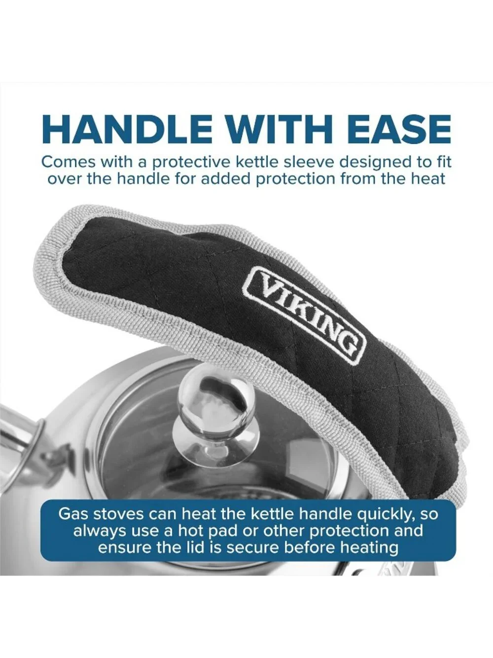 Viking  2.6 Qt 3-Ply Stainless Steel Kitchen Tea Kettles Satin Silver Induction